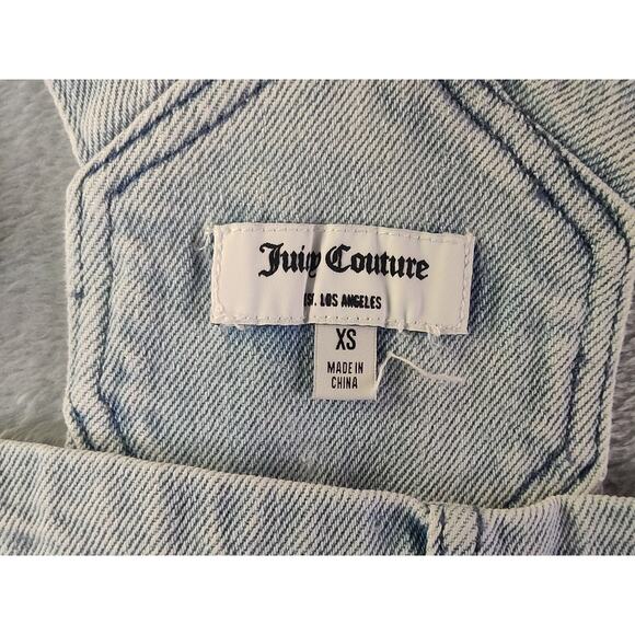Juicy Couture Short Overalls Womens Size Extra Small Blue Denim Light Wash - Picture 4 of 11